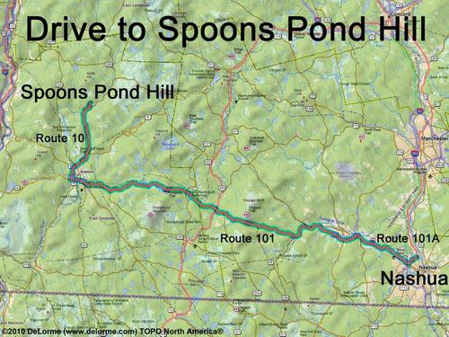 Spoons Pond Hill drive route