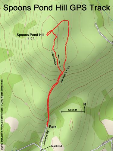 GPS track to Spoons Pond Hill in southwestern New Hampshire