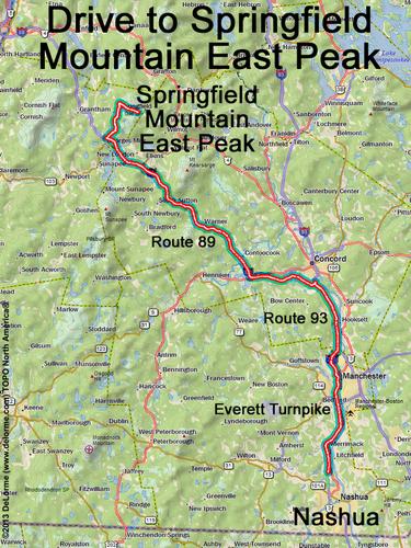 Springfield East Mountain drive route