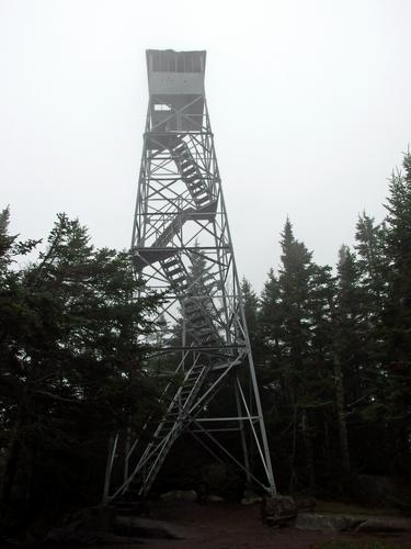 bad-weather view of the summit tower on Spruce Mountain near Montpelier in Vermont