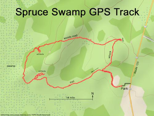 GPS track in November at Spruce Swamp in southern New Hampshire