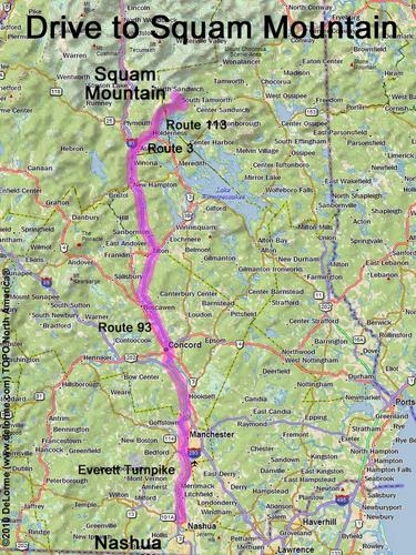 Squam Mountain drive route