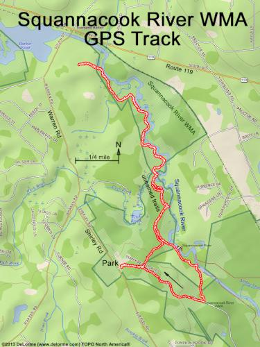 GPS track in April at Squannacook River WMA in northeast Massachusetts
