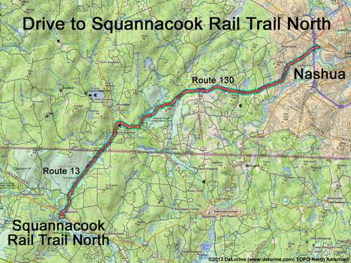 Squannacook Rail Trail North drive route