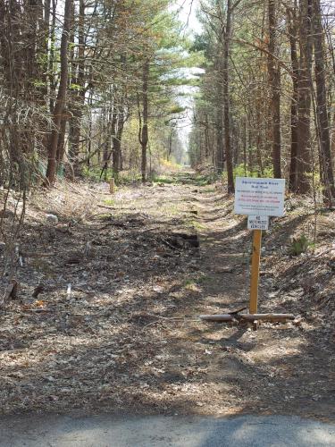 uncompleted trail section in April at Squannacook Rail Trail North in northeast Massachusetts