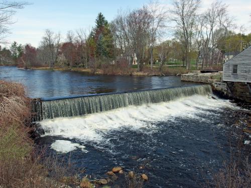 dam at Townsend Harbor in April beside the Squannacook Rail Trail South in northeast Massachusetts