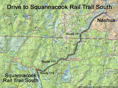 Squannacook Rail Trail South drive route