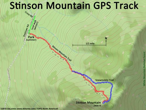 GPS track to Stinson Mountain in New Hampshire