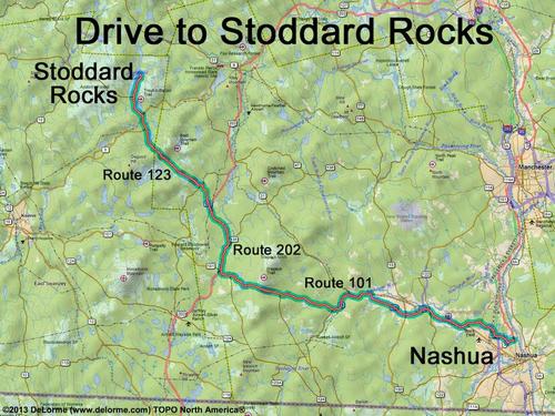 Stoddard Rocks drive route