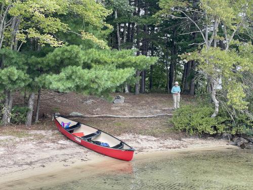 canoe landing in September at Stonedam Island on Lake Winnipesaukee in NH