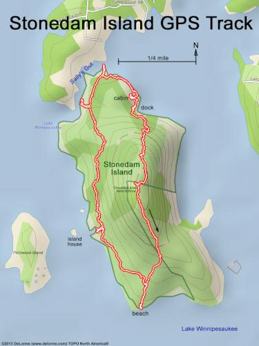GPS track in September at Stonedam Island on Lake Winnipesaukee in NH