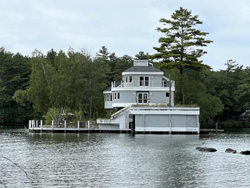 island house in September at Stonedam Island on Lake Winnipesaukee in NH
