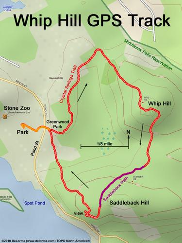 GPS track to Whip Hill in Massachusetts