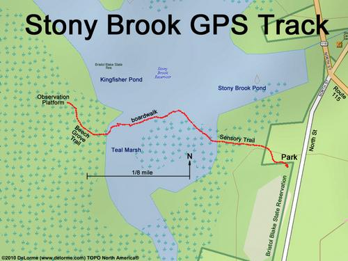 GPS track to Stony Brook Wildlife Sanctuary in Massachusetts