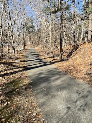 trail in January at Stony Brook Reservation in eastern Massachusetts