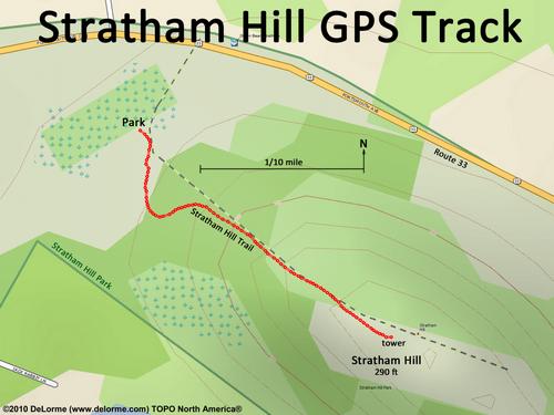 GPS track to Stratham Hill in southern New Hampshire