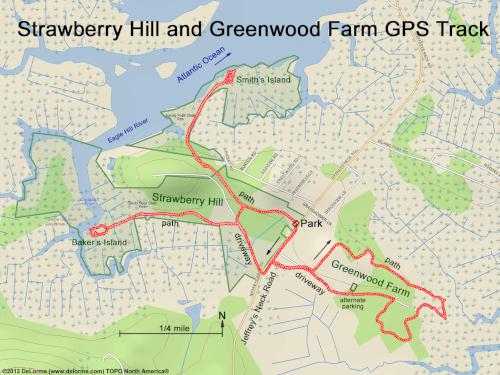 GPS track in November at Strawberry Hill and Greenwood Farm in northeast Massachusetts