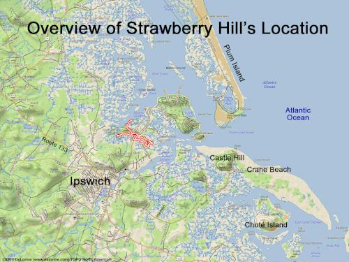 overview of the loacation of Strawberry Hill and Greenwood Farm