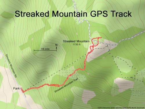 GPS track in May at Streaked Mountain in western Maine
