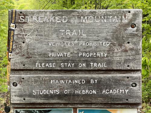 sign in May at Streaked Mountain in western Maine
