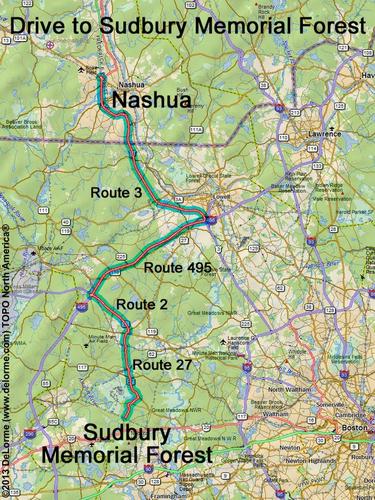 Sudbury Memorial Forest drive route