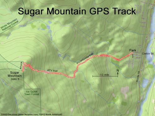 GPS track to Sugar Mountain in northern New Hampshire