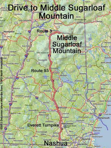 Middle Sugarloaf Mountain drive route