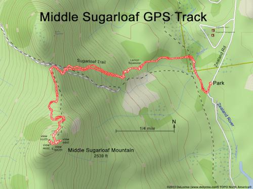GPS track to Middle Sugarloaf Mountain in New Hampshire