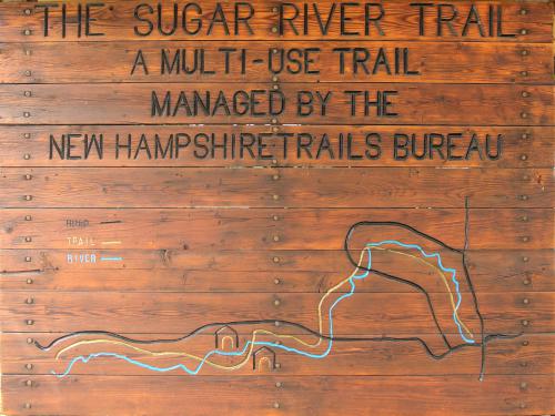 sign at trail start on the Sugar River Rail Trail near Newport New Hampshire