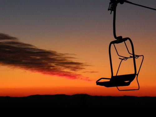 sunset and chairlift on Mount Sunapee in New Hampshire