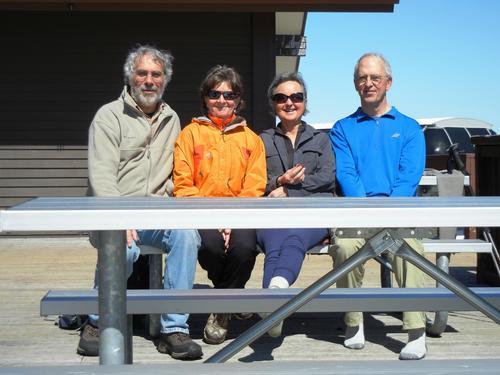 hikers at the lodge atop Mount Sunapee in New Hampshire