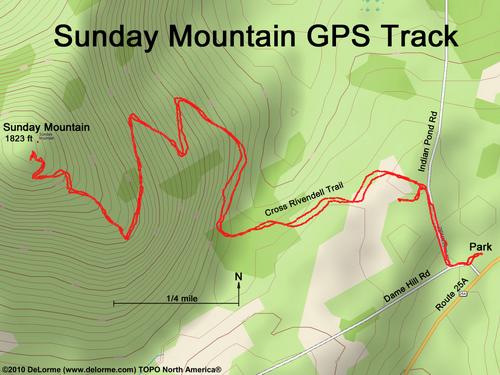 GPS track to Sunday Mountain in western New Hampshire