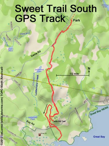 GPS track on Sweet Trail South in southeastern New Hampshire