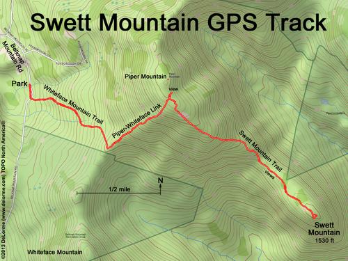 GPS track to Swett Mountain in New Hampshire