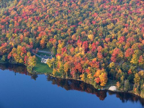 Fall foliage color along Lake Gloriette as seen from Table Rock in northern New Hampshire