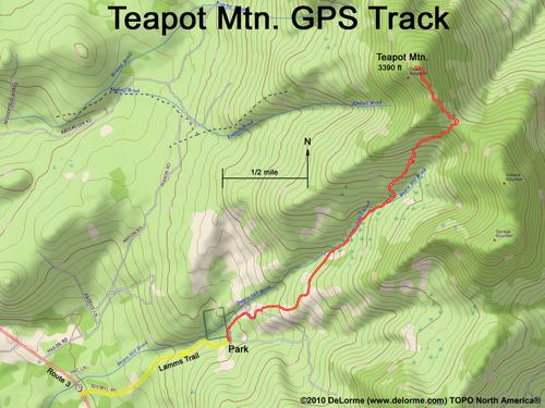 GPS track to Teapot Mountain in New Hampshire