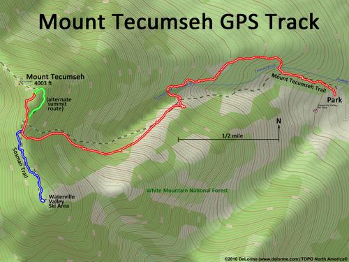 GPS track to Mount Techumseh in New Hampshire