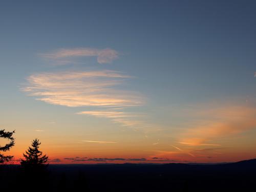 sunset in November as seen from the viewpoint near Burton Peak on Temple Mountain in southern New Hampshire