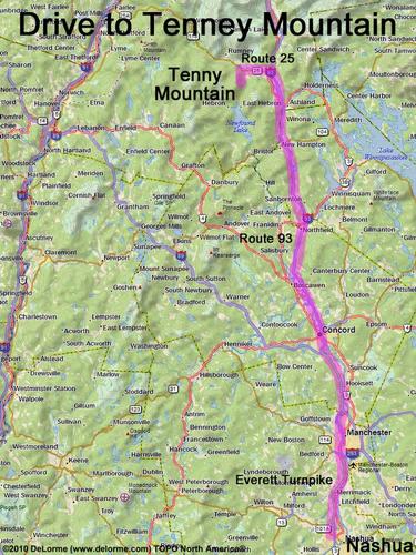 Tenney Mountain drive route