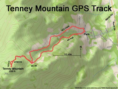 GPS track to Tenney Mountain in New Hampshire