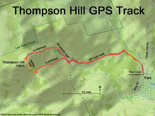 GPS track to Thompson Hill in New Hampshire