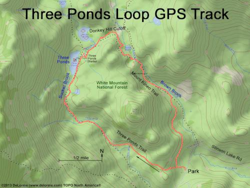 GPS track on Three Ponds Loop in New Hampshire