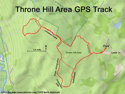 GPS track at Throne Hill Area in eastern Massachusettss