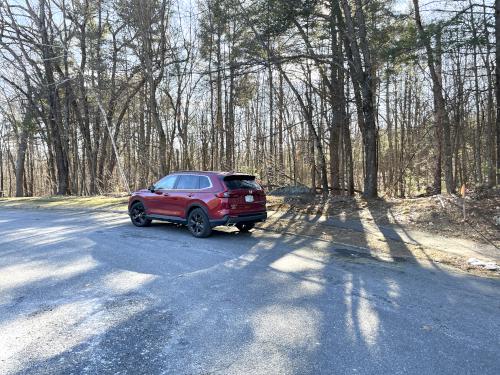 parking in February at Timberlake Conservation Land near Westford in northeast MA