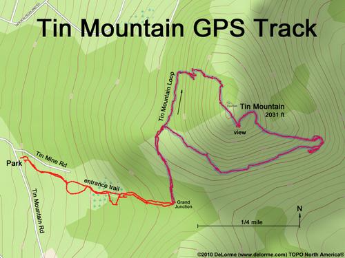 GPS track to Tin Mountain in New Hampshire