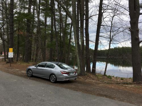 parking spot for hiking Tinker Road in southern New Hampshire