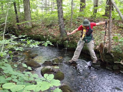 Dick crosses Patten Brook on the way to Tinkham Hill in New Hampshire