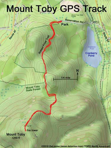 GPS track to Mount Toby in western Massachusetts