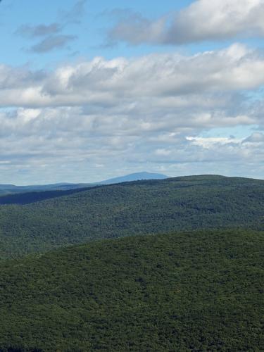 view of distant Mount Monadnock in New Hampshire from the Sunderland Fire Tower atop Mount Toby in Massachusetts