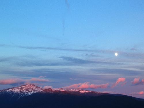 moonrise over Mount Washington as seen from Mount Tom in New Hampshire